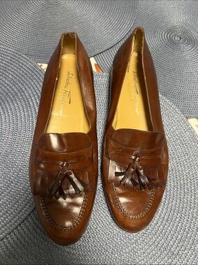 Salvatore Ferragamo Brown Leather Tassel Loafers